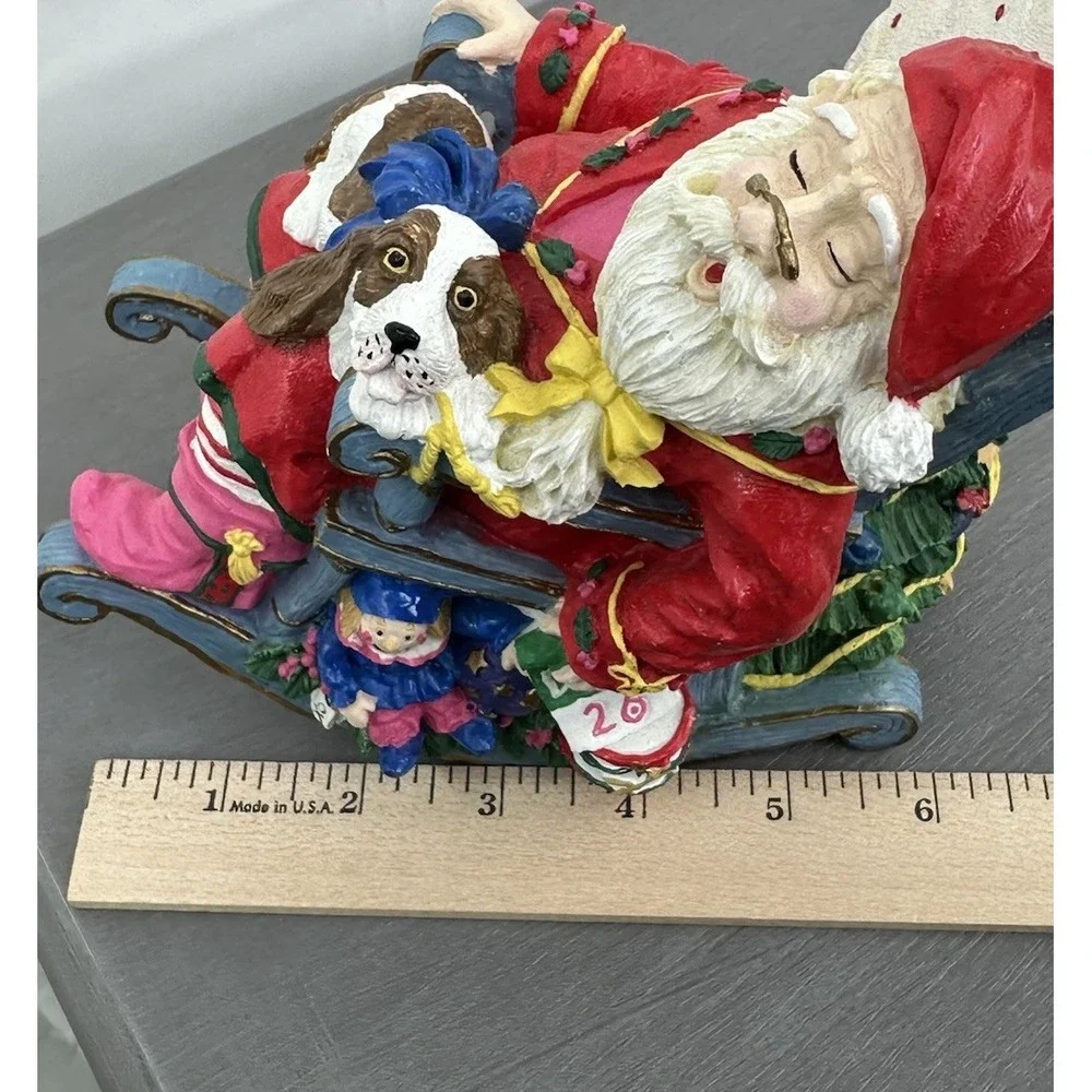 Rocking Chair Musical Wind Up Sleeping Santa Ceramic Rocker Christmas Music Box‎